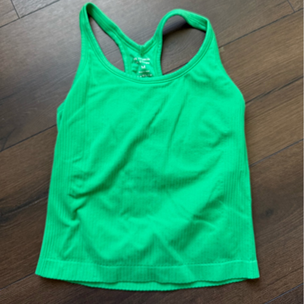 Green Ribbed Tank Top